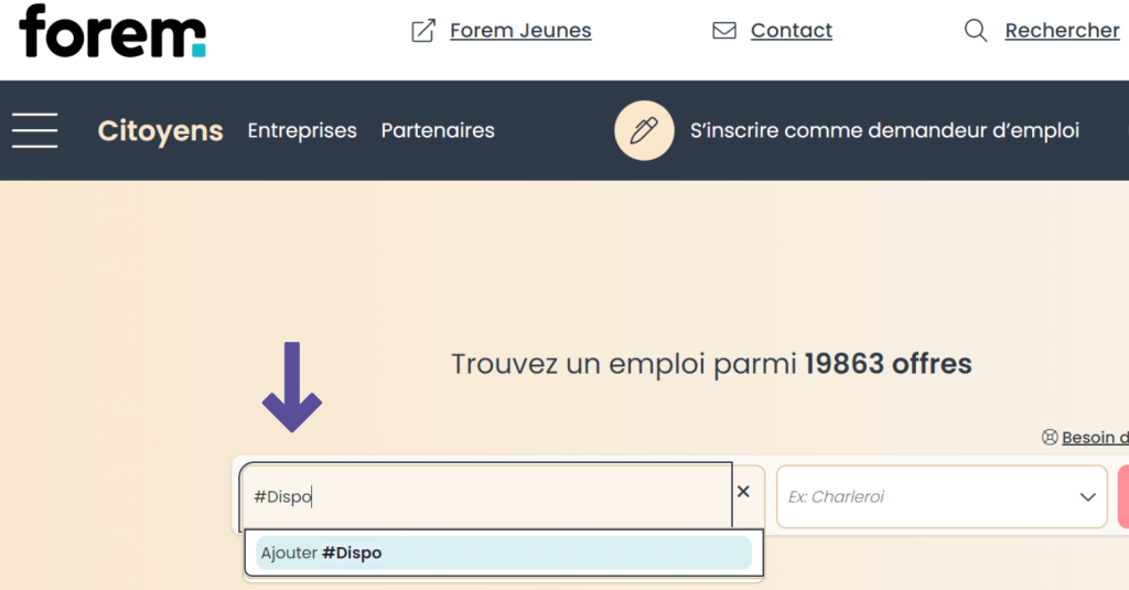 Page de recherche Forem