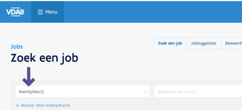 Page de recherche VDAB